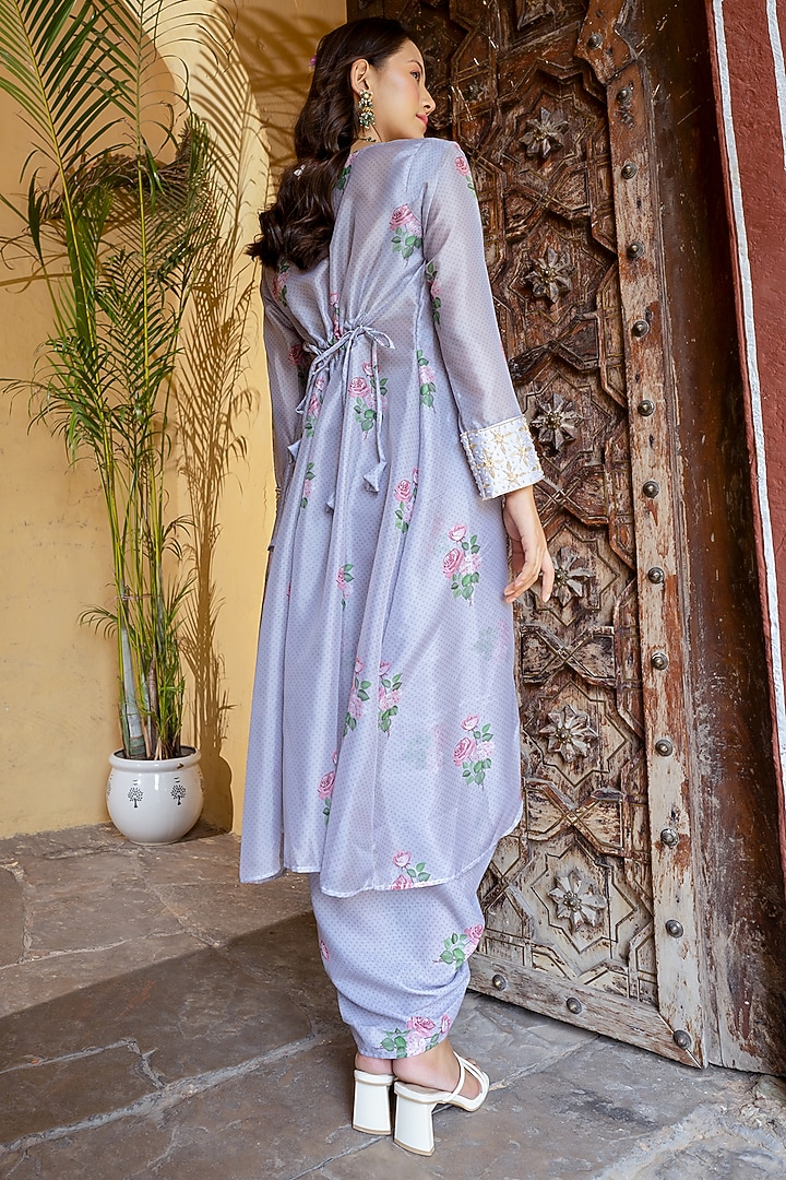 Soft Blue Cambric Floral & Polka Dot Draped Skirt Set by Pasha at Pernia's Pop Up Shop