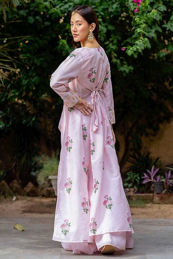 Pink Cambric & Organza Party Wear Sharara Set by Pasha at Pernia's Pop Up Shop