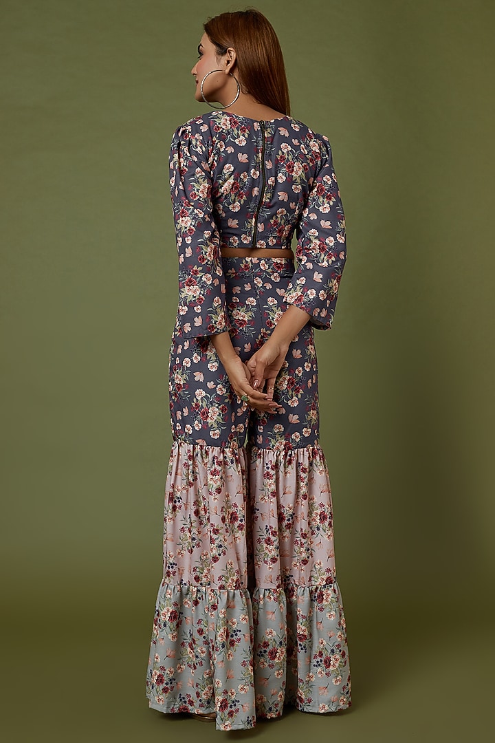 Multi-Colored Floral Printed Sharara Set by Pasha at Pernia's Pop Up Shop