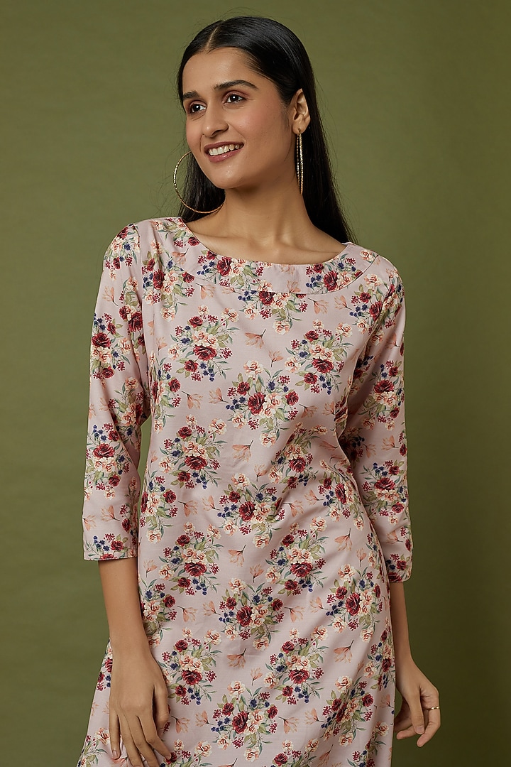 Carnation Pink Floral Printed Dhoti Jumpsuit by Pasha at Pernia's Pop Up Shop