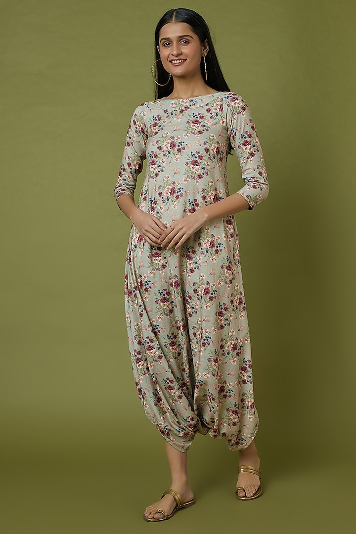 Laurel Green Floral Printed Dhoti Jumpsuit by Pasha