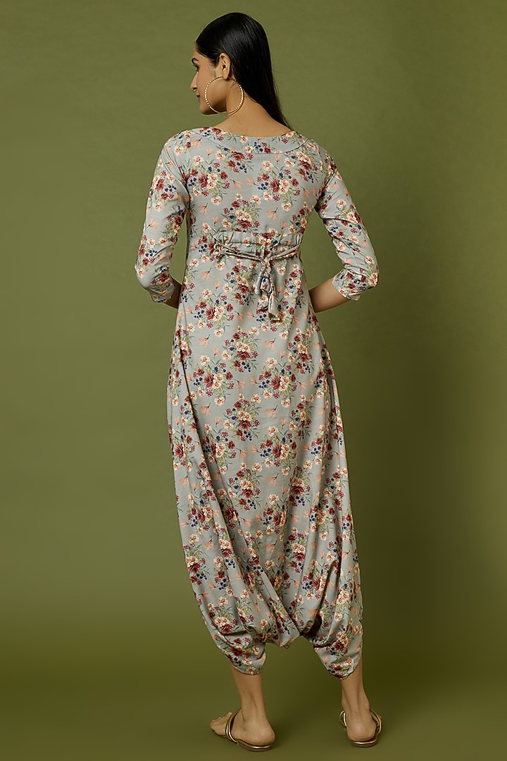 Laurel Green Floral Printed Dhoti Jumpsuit by Pasha at Pernia's Pop Up Shop