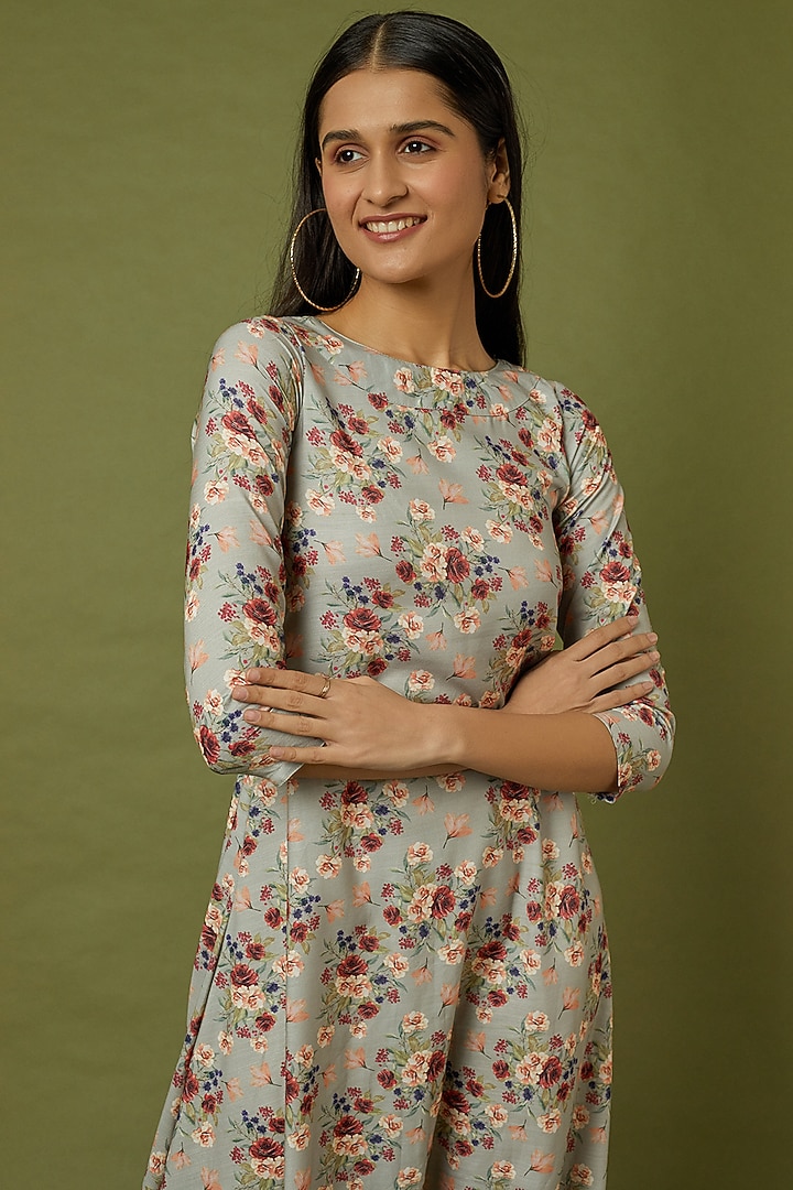 Laurel Green Floral Printed Dhoti Jumpsuit by Pasha at Pernia's Pop Up Shop