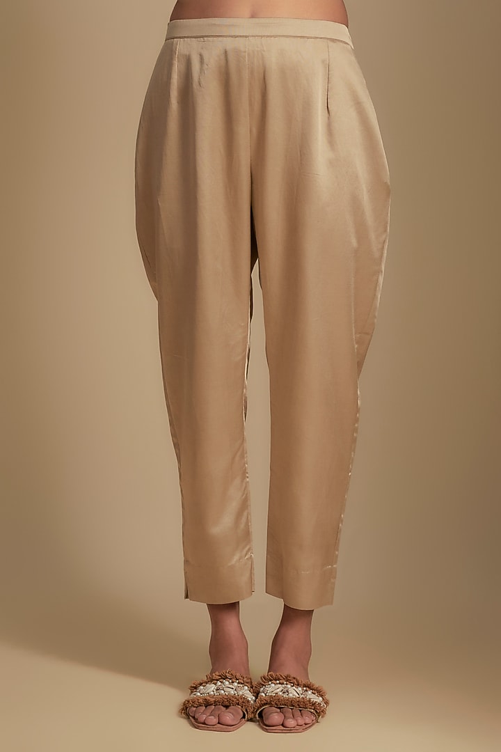 Brown Tissue Maal Work Kaftan Set by Prisho at Pernia's Pop Up Shop