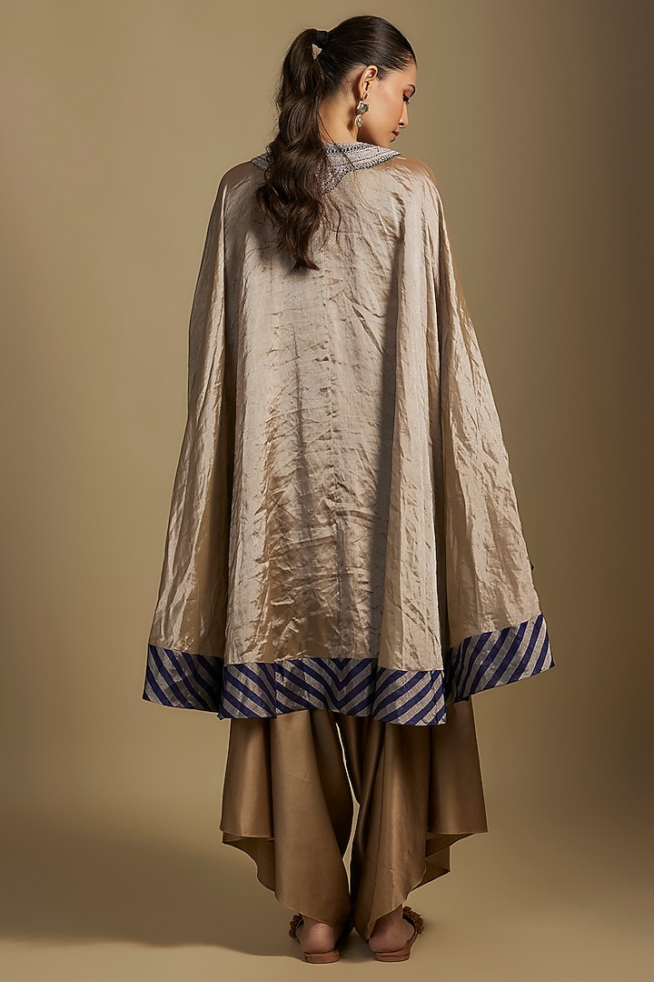 Champagne Tissue Maal & Dori Work Kaftan Set by Prisho at Pernia's Pop Up Shop