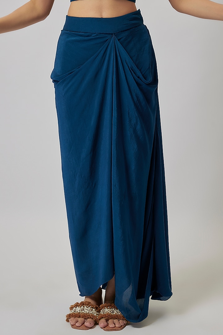 Blue Modal Satin Skirt Set by Prisho at Pernia's Pop Up Shop