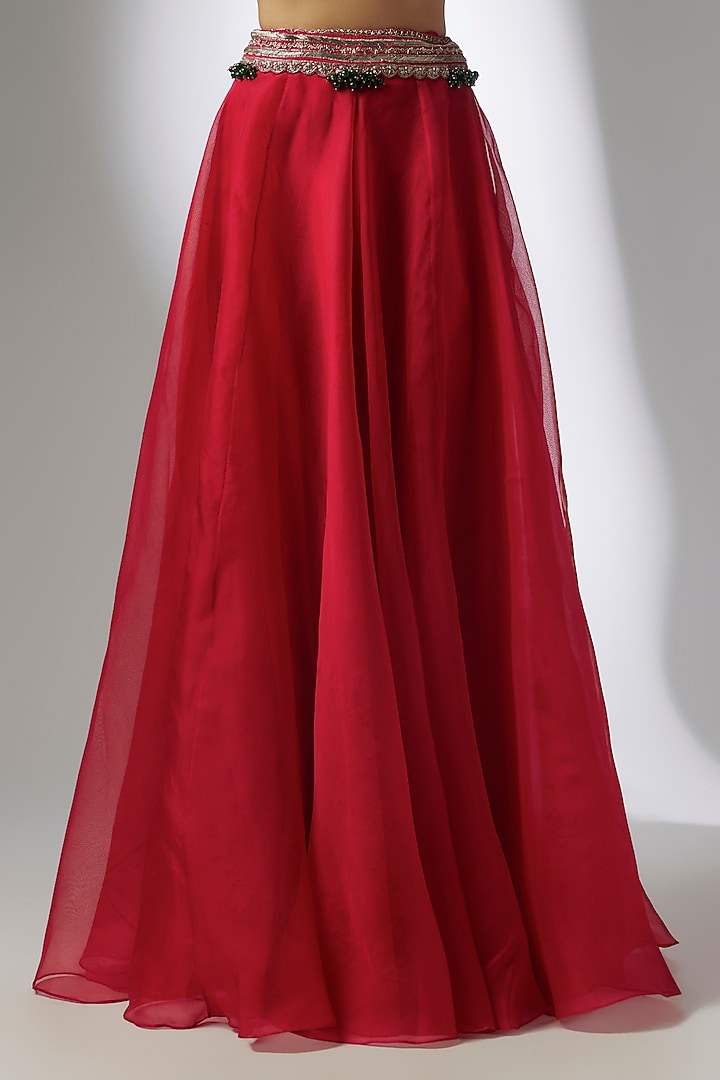 Red Organza Skirt Set by Prisho at Pernia's Pop Up Shop