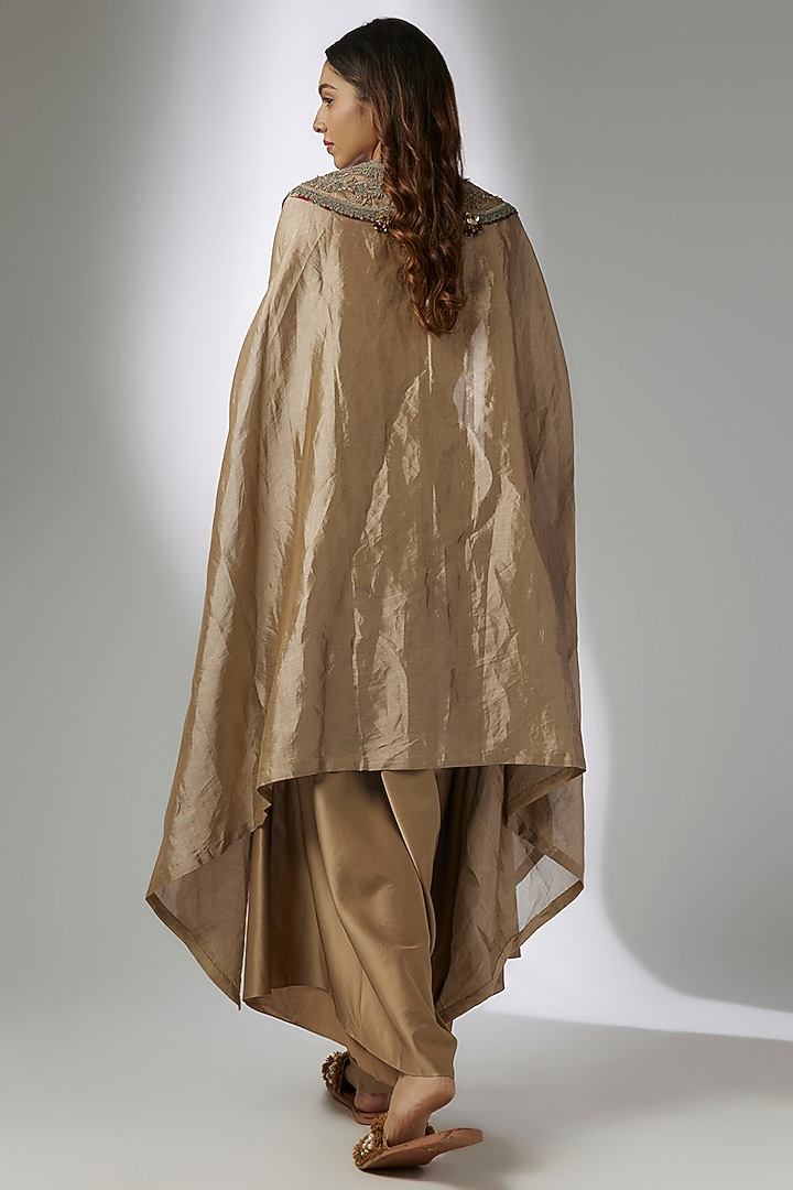 Champagne Tissue Dori Work Kaftan Set by Prisho at Pernia's Pop Up Shop