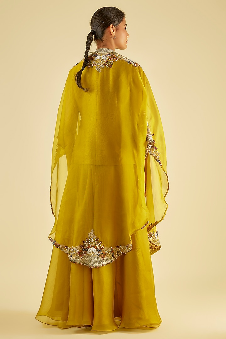 Mustard Silk Wedding Sharara Set by Prisho at Pernia's Pop Up Shop