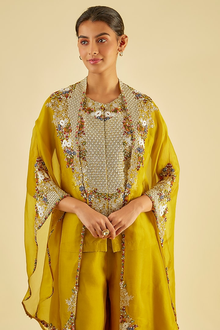 Mustard Silk Wedding Sharara Set by Prisho at Pernia's Pop Up Shop