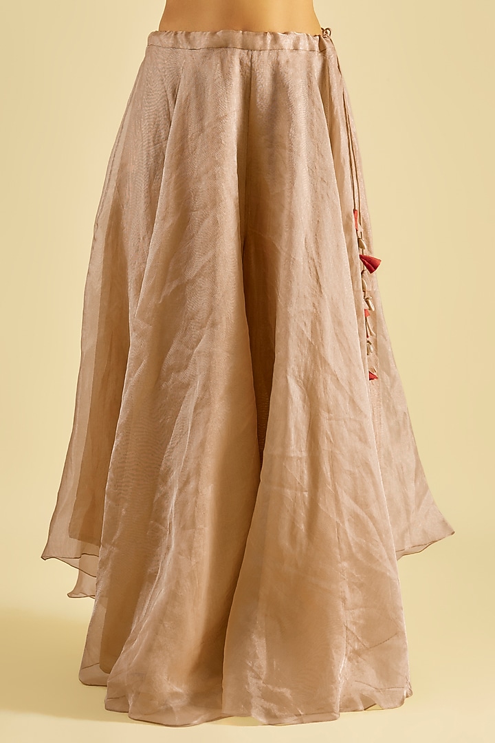 Beige Tissue Wedding Sharara Set by Prisho at Pernia's Pop Up Shop