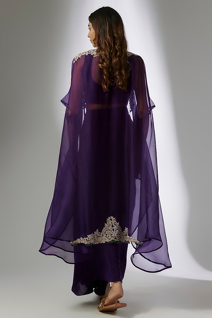 Dark Purple Modal Satin Skirt Set by Prisho at Pernia's Pop Up Shop
