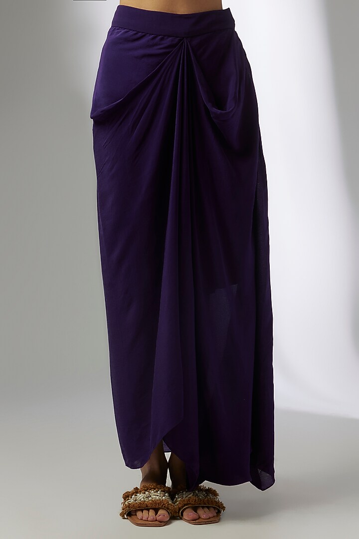 Dark Purple Modal Satin Skirt Set by Prisho at Pernia's Pop Up Shop
