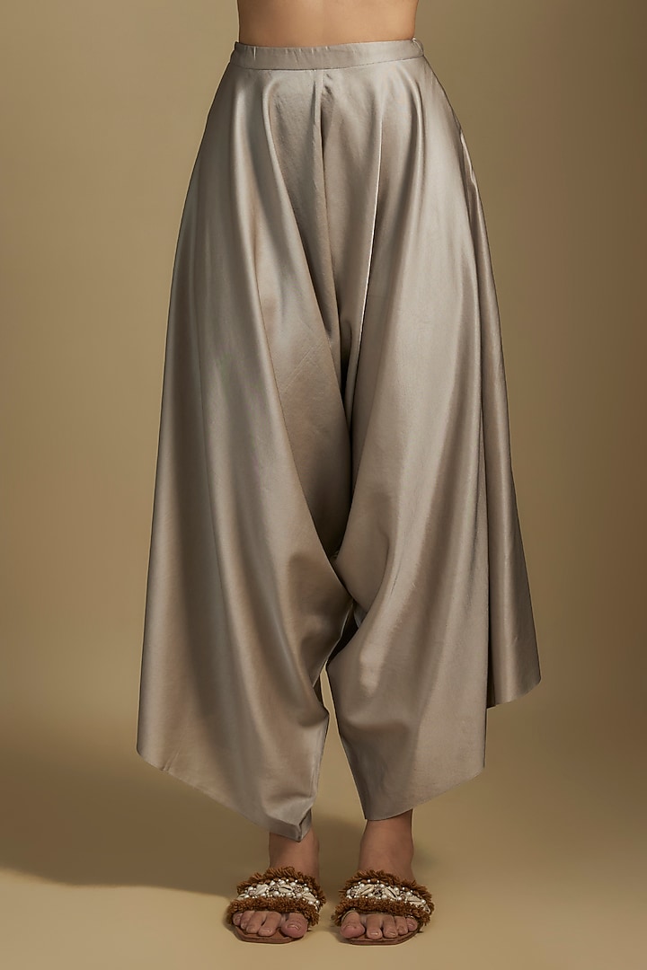 Blue Crushed Silk Maal & Lampi Work Kaftan Set by Prisho at Pernia's Pop Up Shop