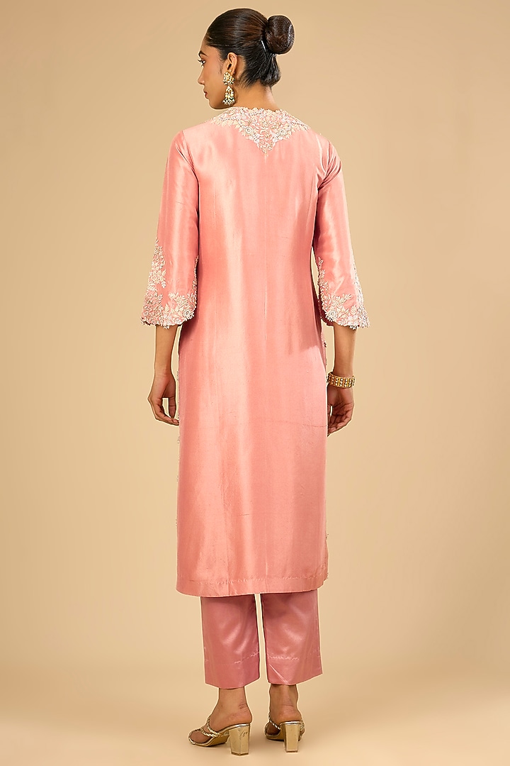 Peach Dupion Silk Kurta Set by Prisho at Pernia's Pop Up Shop