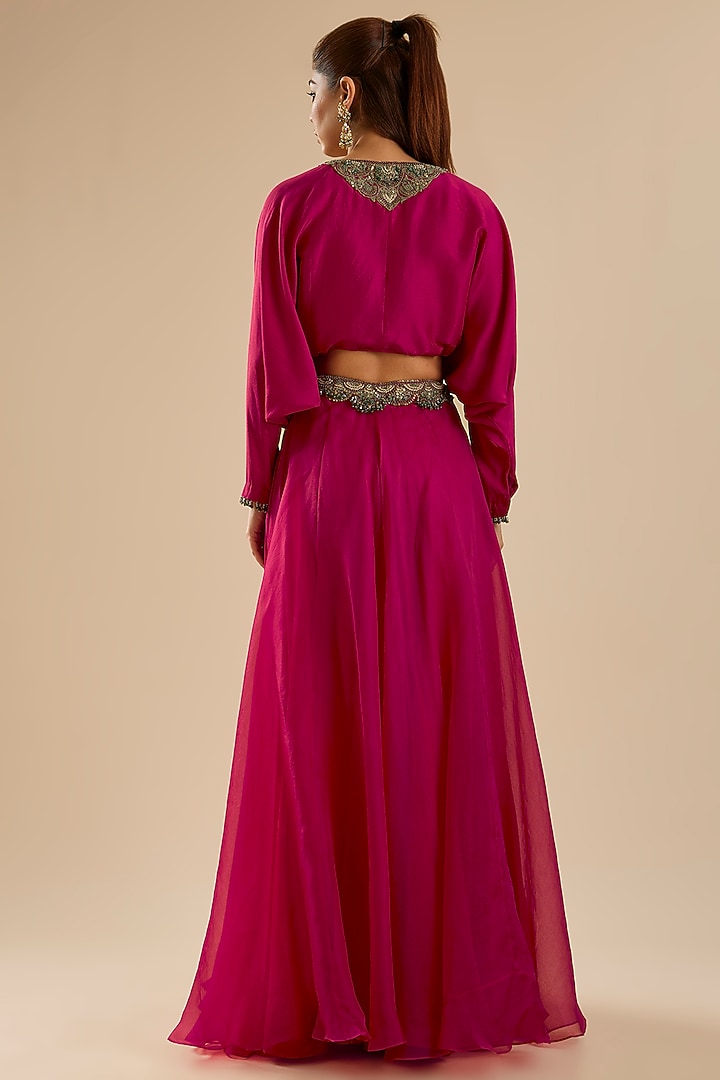 Cherry Red Dupion Silk Skirt Set by Prisho at Pernia's Pop Up Shop