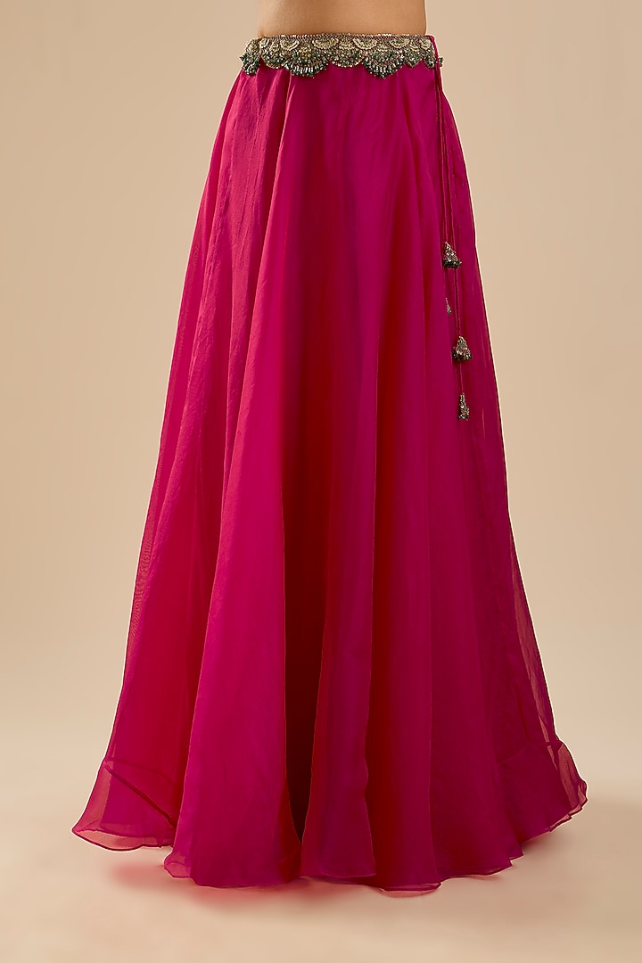 Cherry Red Dupion Silk Skirt Set by Prisho at Pernia's Pop Up Shop