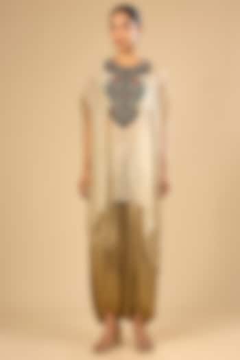Champagne Cotton Lycra Tissue Kaftan Set by Prisho at Pernia's Pop Up Shop