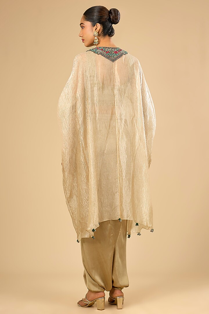 Champagne Cotton Lycra Tissue Kaftan Set by Prisho at Pernia's Pop Up Shop
