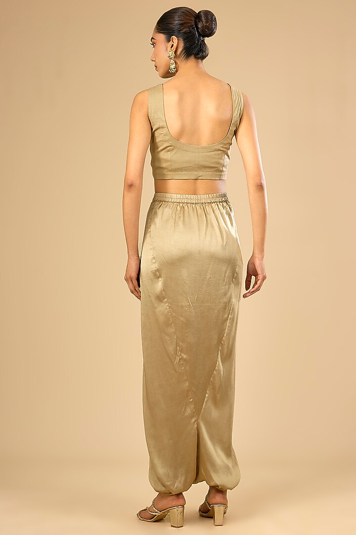 Champagne Cotton Lycra Tissue Kaftan Set by Prisho at Pernia's Pop Up Shop
