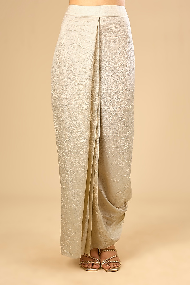 Ivory Crushed Paper Silk Skirt Set by Prisho at Pernia's Pop Up Shop