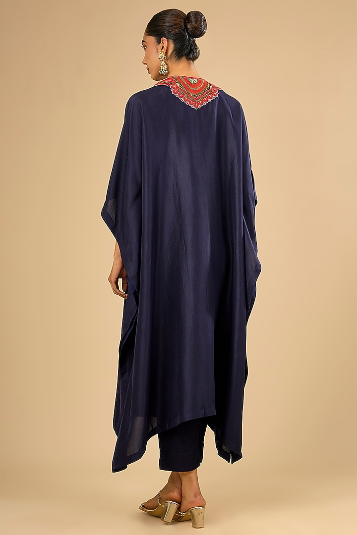 Royal Blue Dupion Silk Kaftan Set by Prisho at Pernia's Pop Up Shop