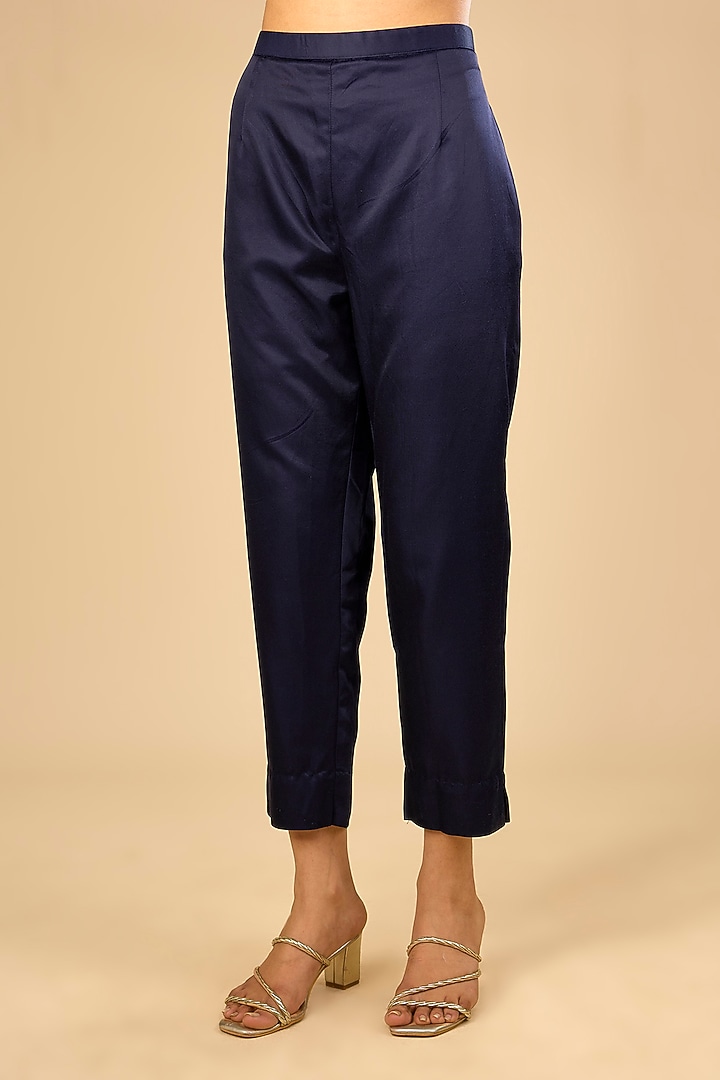 Royal Blue Dupion Silk Kaftan Set by Prisho at Pernia's Pop Up Shop