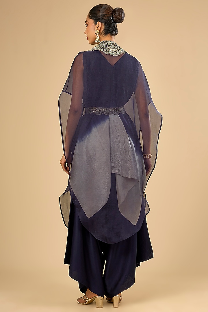 Royal Blue Dupion Silk Cape Set by Prisho at Pernia's Pop Up Shop