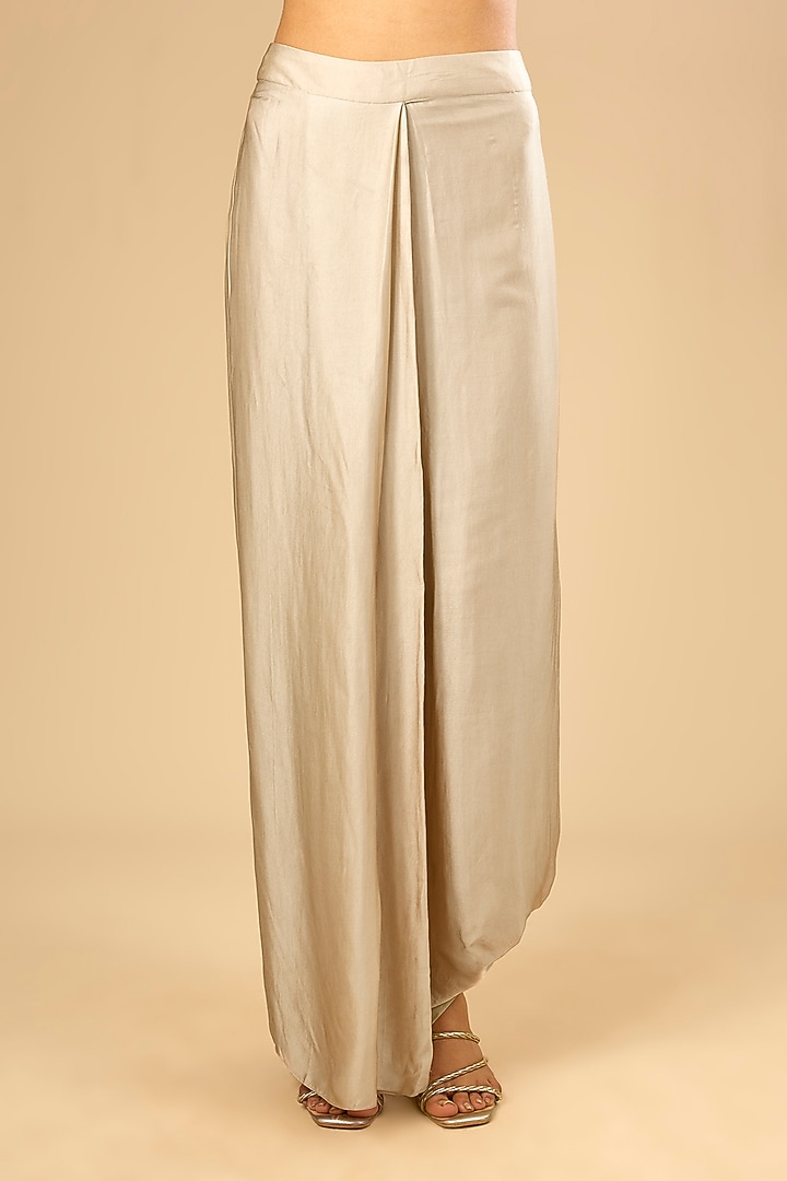 Beige Dupion Silk Kaftan Set by Prisho at Pernia's Pop Up Shop