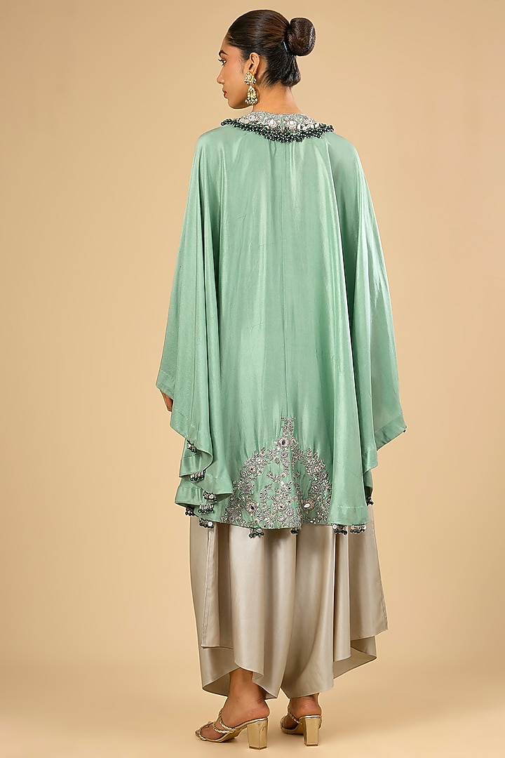 Deep Aqua Dupion Silk Kaftan Set by Prisho at Pernia's Pop Up Shop