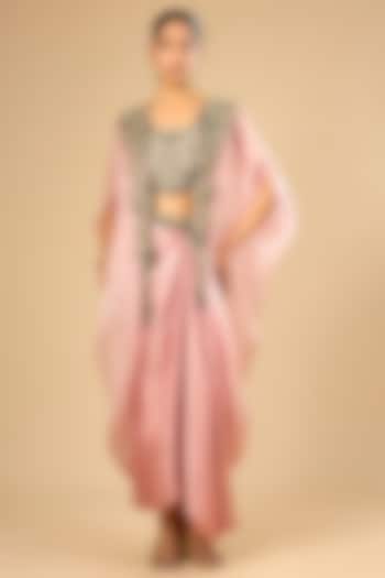 Dark Flamingo Dupion Silk Kaftan Set by Prisho at Pernia's Pop Up Shop