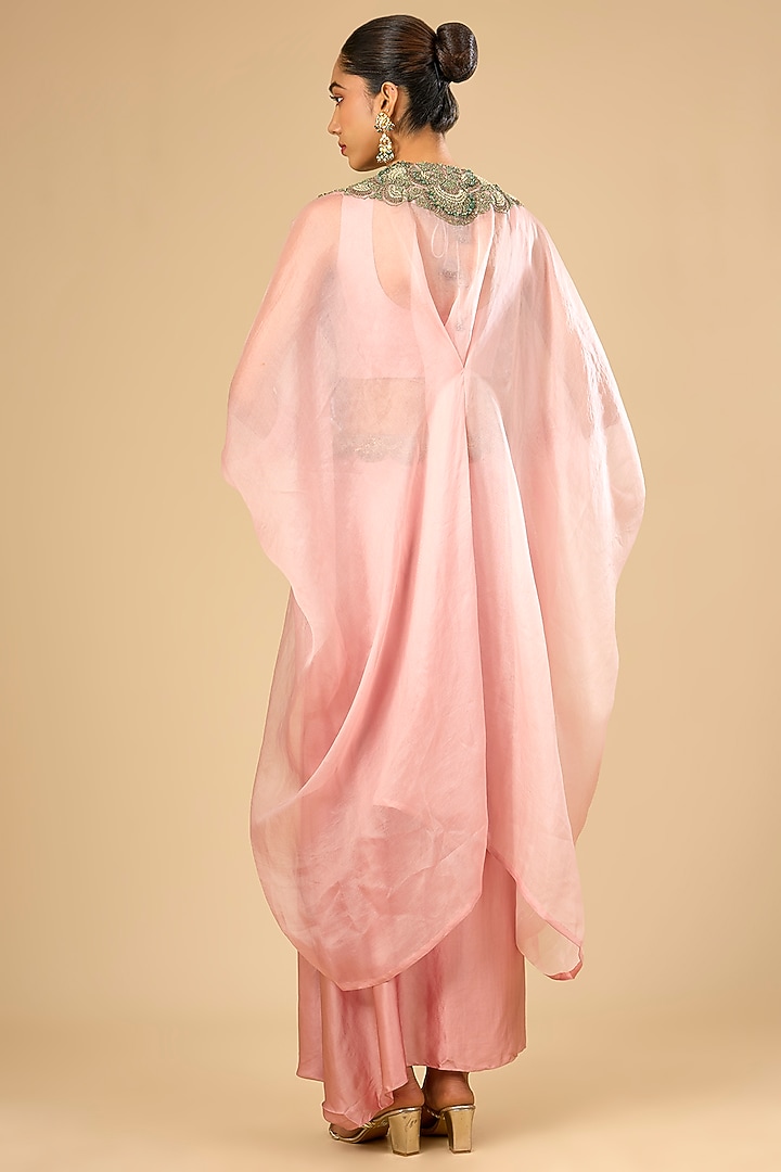 Dark Flamingo Dupion Silk Kaftan Set by Prisho at Pernia's Pop Up Shop