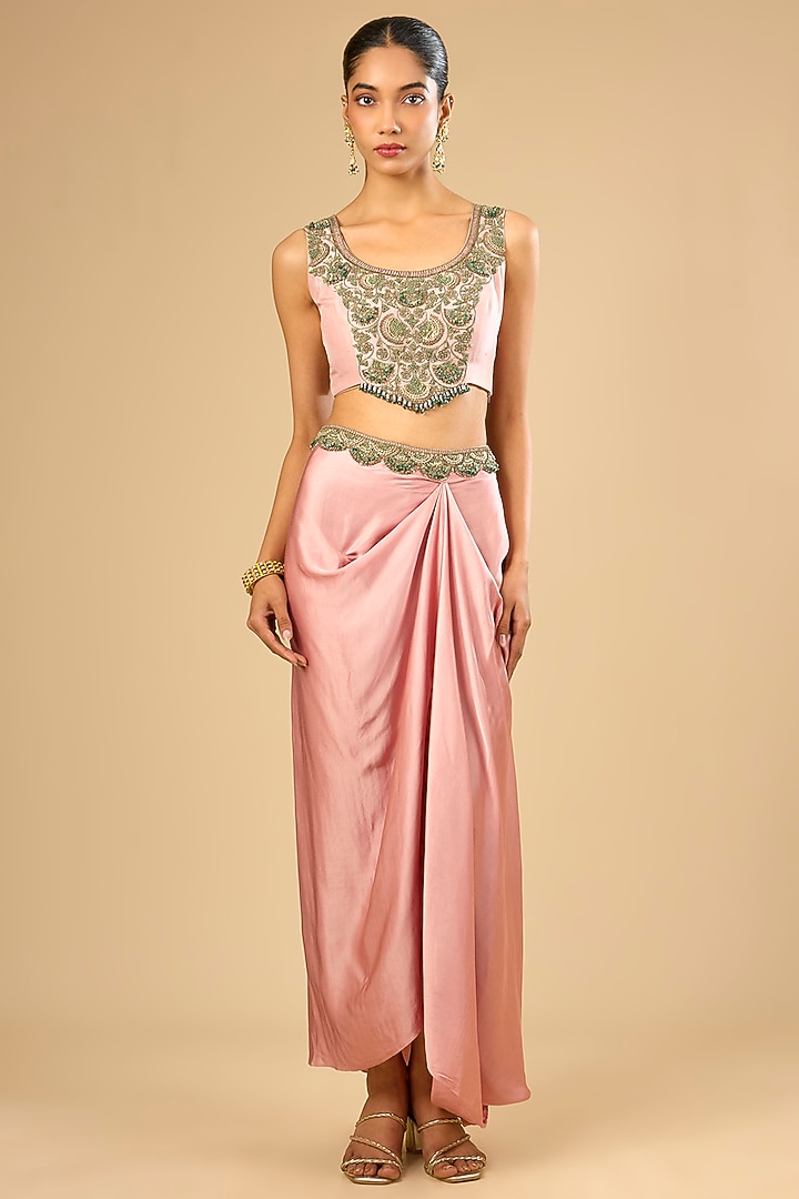 Dark Flamingo Dupion Silk Kaftan Set by Prisho at Pernia's Pop Up Shop
