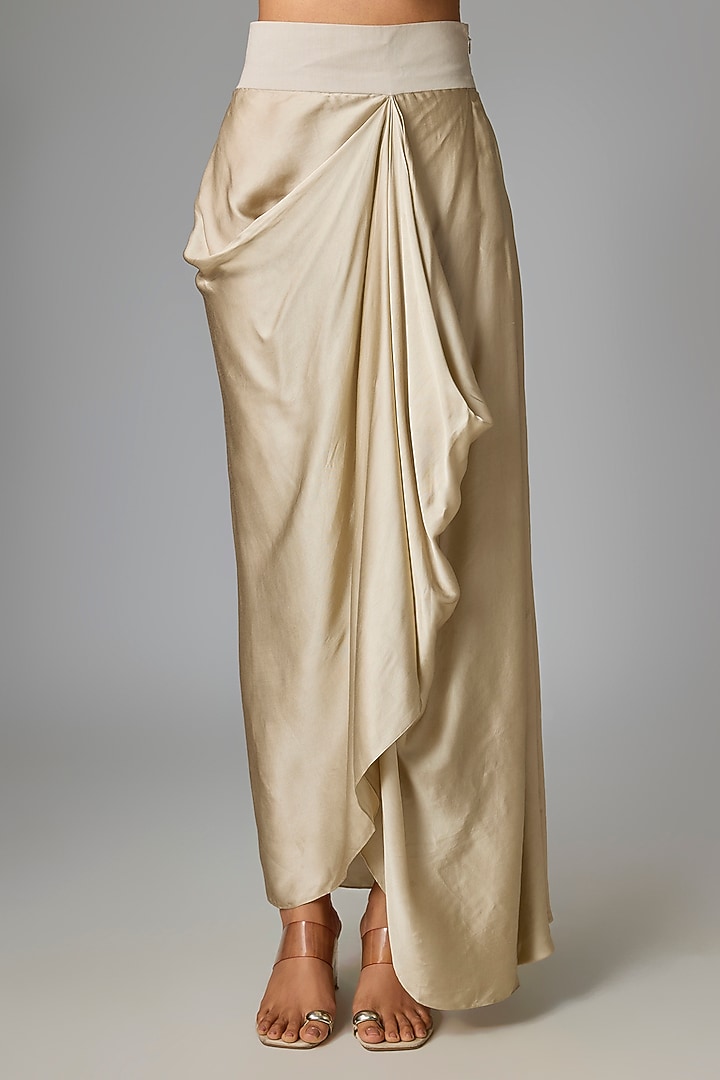 Smoke-Colored Modal Satin Thread Work Skirt Set by Prisho at Pernia's Pop Up Shop