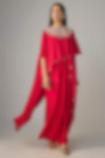 Red Modal Satin Skirt Set by Prisho at Pernia's Pop Up Shop