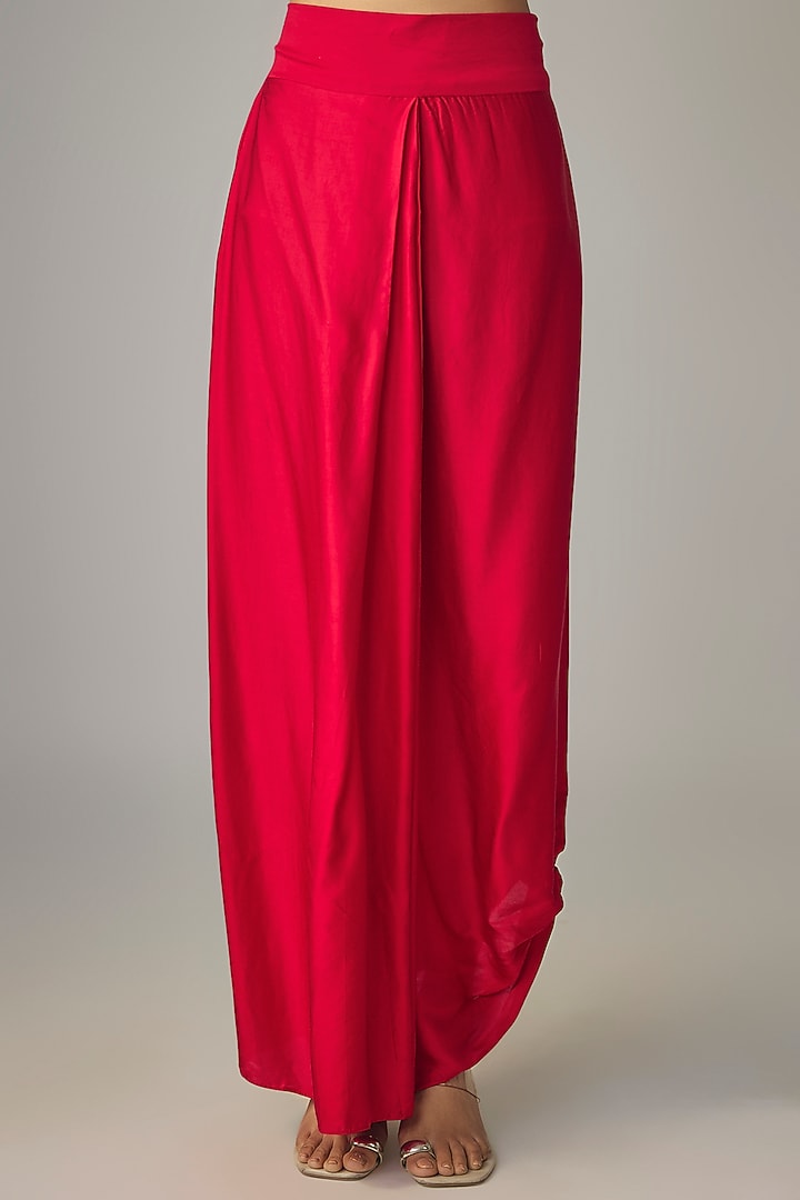 Red Modal Satin Skirt Set by Prisho at Pernia's Pop Up Shop