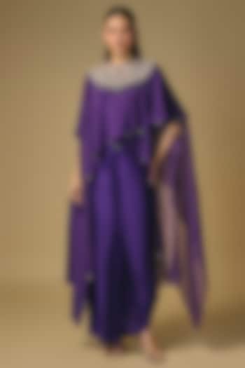 Dark Purple Modal Satin Skirt Set by Prisho at Pernia's Pop Up Shop