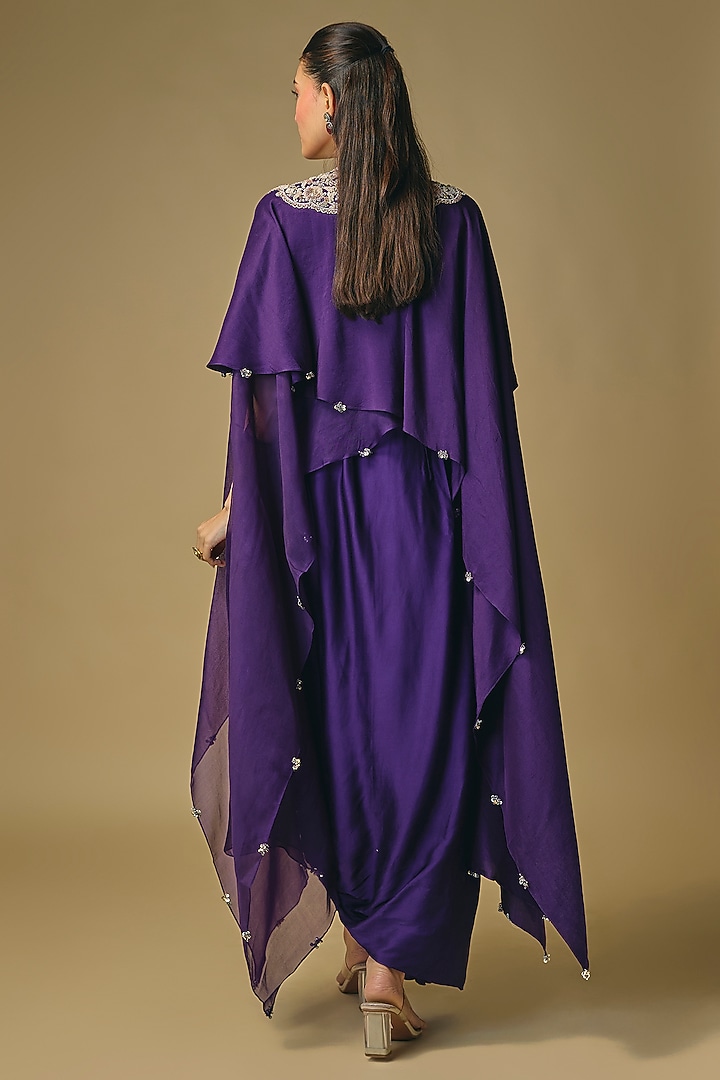 Dark Purple Modal Satin Skirt Set by Prisho at Pernia's Pop Up Shop