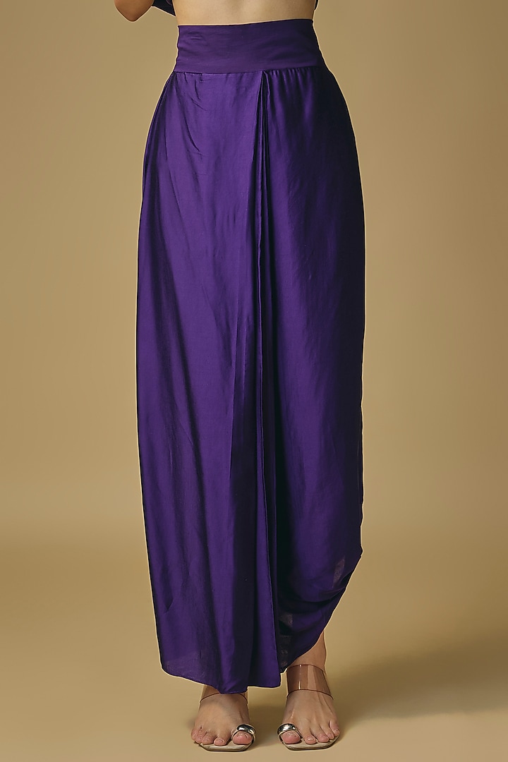 Dark Purple Modal Satin Skirt Set by Prisho at Pernia's Pop Up Shop