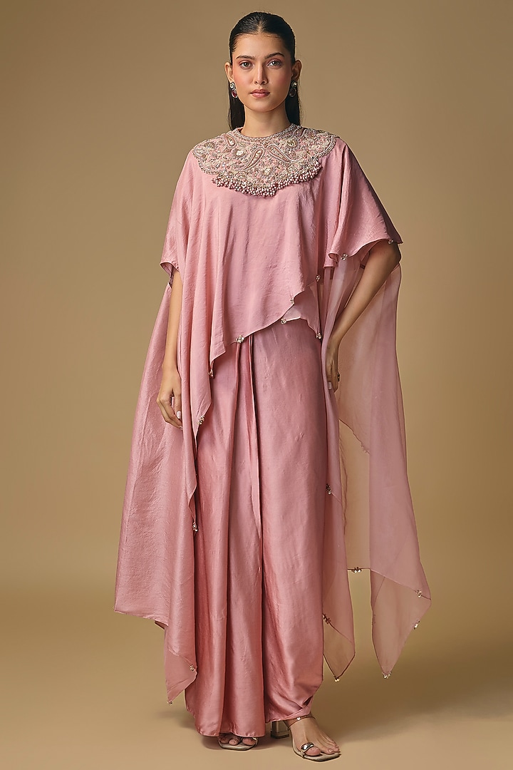 Dark Flamingo Modal Satin Skirt Set by Prisho at Pernia's Pop Up Shop