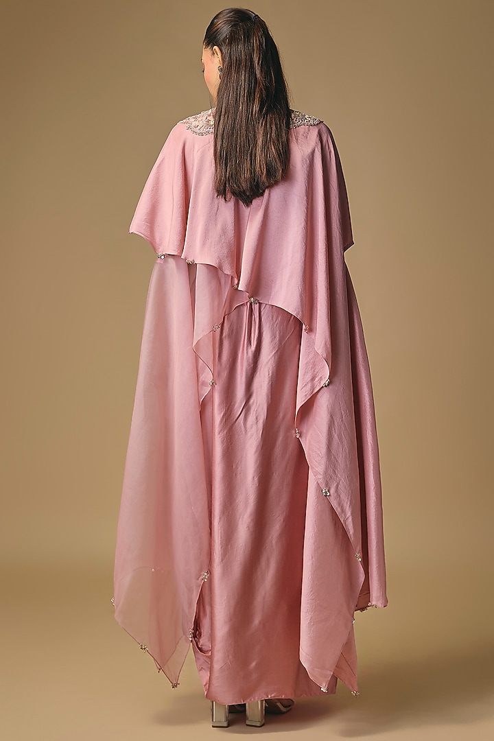 Dark Flamingo Modal Satin Skirt Set by Prisho at Pernia's Pop Up Shop
