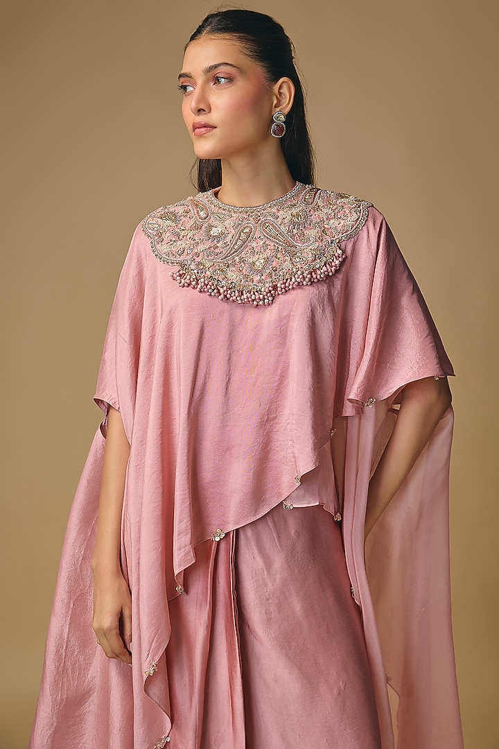 Dark Flamingo Modal Satin Skirt Set by Prisho at Pernia's Pop Up Shop