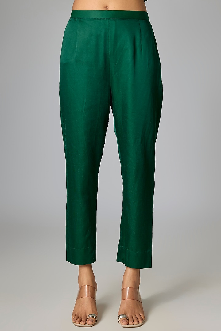 Bottle Green Silk Dori & Thread Work Kurta Set by Prisho at Pernia's Pop Up Shop