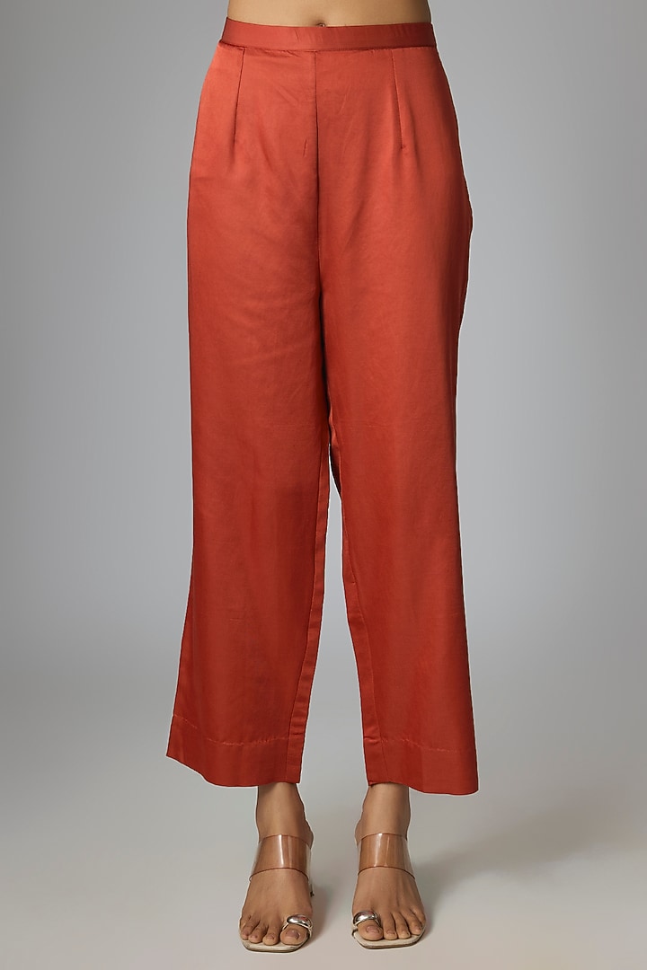 Deep Orange Silk Thread Work Kurta Set by Prisho at Pernia's Pop Up Shop