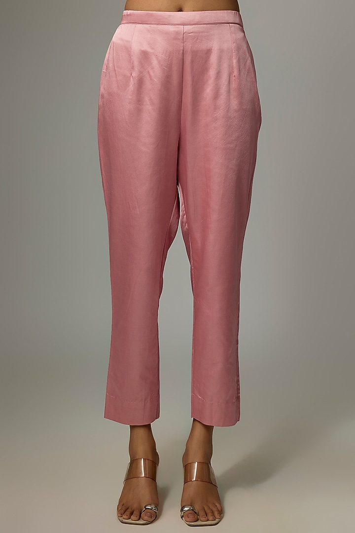 Flamingo Pink Silk Gota Work Kurta Set by Prisho at Pernia's Pop Up Shop