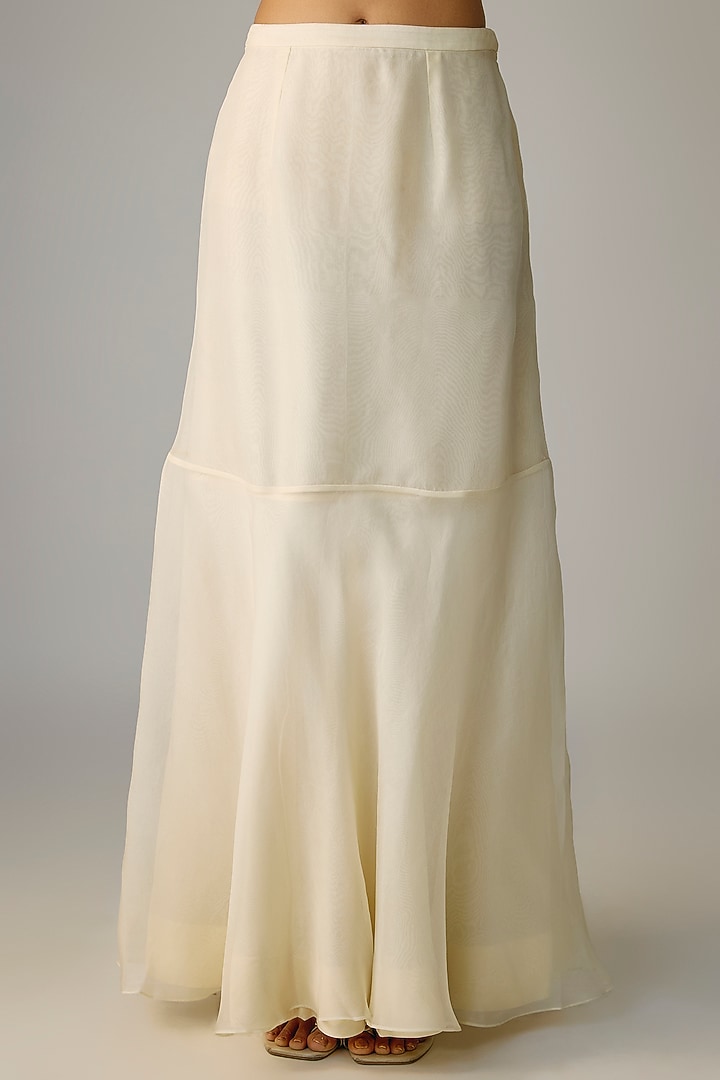 Ivory Silk & Organza Draped Wedding Sharara Set by Prisho at Pernia's Pop Up Shop