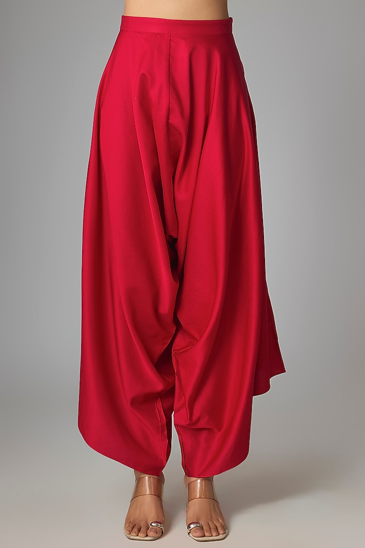Red Silk Dori & Gota Work Kaftan Set by Prisho at Pernia's Pop Up Shop