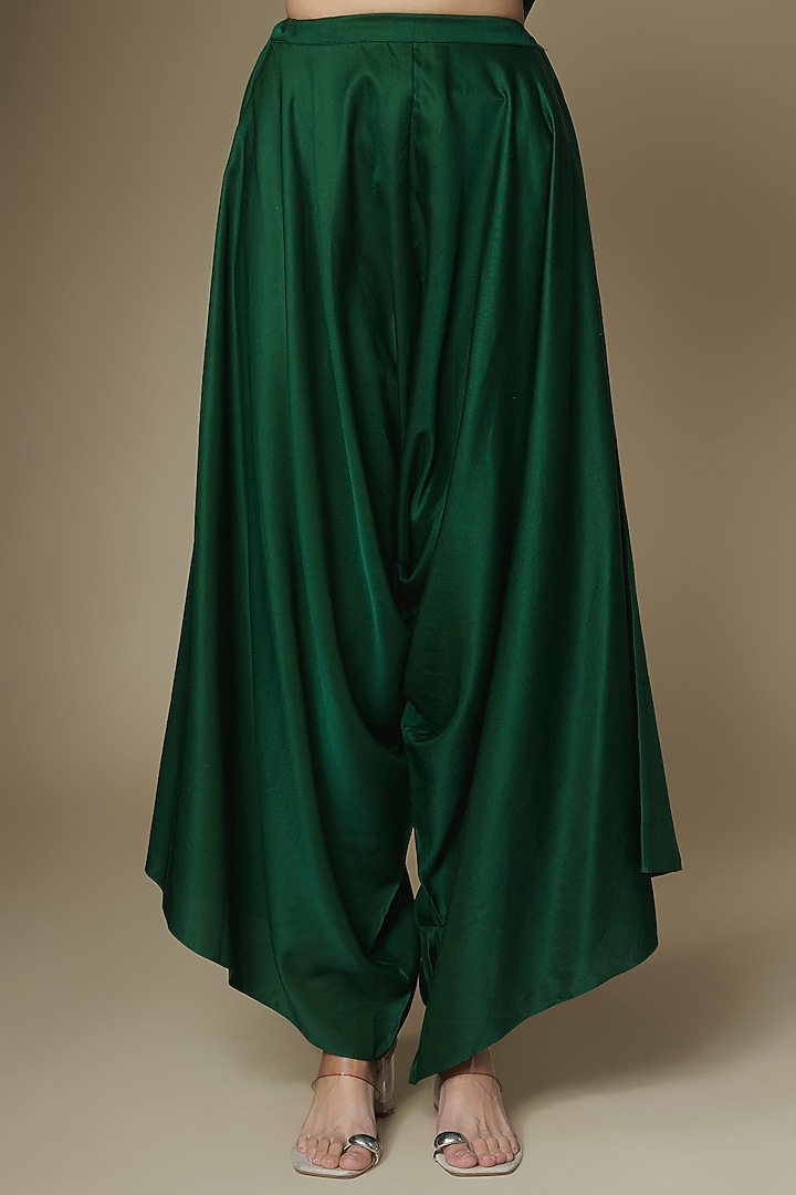 Bottle Green Silk Gota Embroidered Kaftan Set by Prisho at Pernia's Pop Up Shop