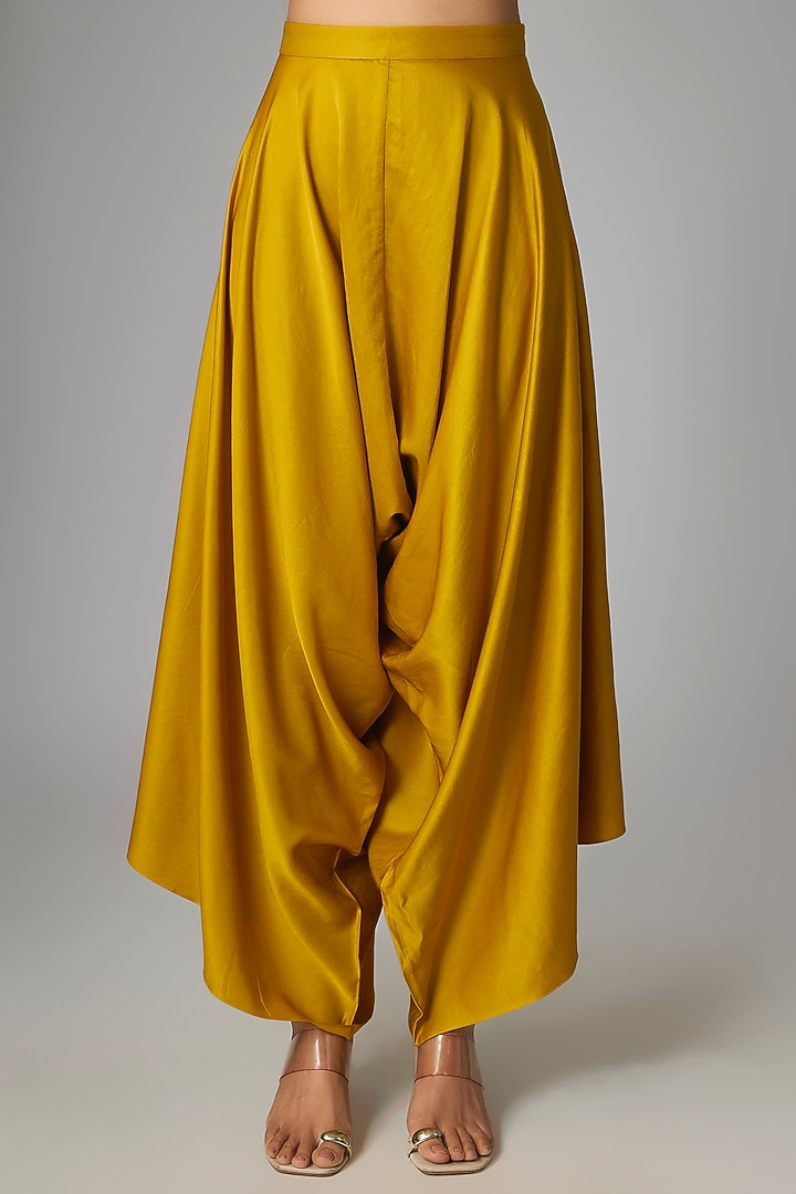 Mustard Silk Dori & Gota Work Kaftan Set by Prisho at Pernia's Pop Up Shop
