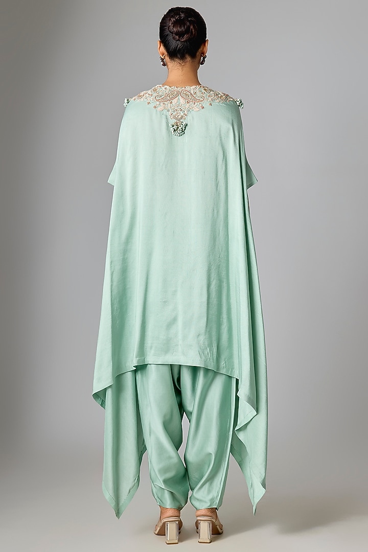 Aqua Silk Gota & Dori Work Kaftan Set by Prisho at Pernia's Pop Up Shop